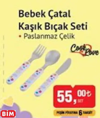 COOK WİTH LOVE BEBEK ÇATAL KAŞIK BIÇAK SETİ COOK WİTH LOVE BEBEK ÇATAL KAŞIK BIÇAK SETİ